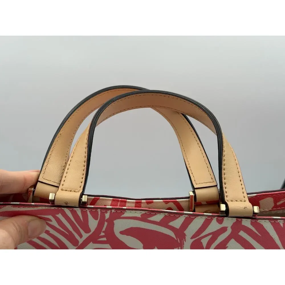Kate Spade - Jules Grant Street Grainy Vinyl Pink-Coral/White Small Tote Bag